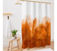 De-Mediocre Orange Marble Shower Curtain Stylish Boho Ombre Orange and Gold Marble Bathroom Curtains Abstract White Golden Fabric Waterproof Polyester 72 x 72 Inches