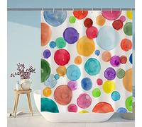 De-Mediocre Polka Dot Shower Curtain Kids Watercolor Rainbow Colorful 72"x72" Abstract Circles Children Girls Bath Curtain Geometric for Bathroom Bathtub Decor Polyester Fabric with 12 Shower Hooks