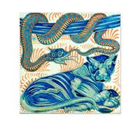 De Morgan William Serpent Cat Painting Premium Wall Art Canvas Print 24X24 Inch