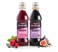 De Nigris Balsamic Glaze Gift Set - Sweet Fig & Raspberry Vinegar 250ml each | Sweet & Tangy Balsamic Vinegar Modena | Gourmet Balsamic for Desserts, Salads & Cooking