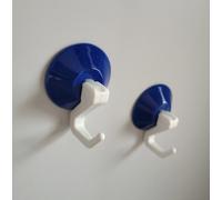 DE-Plastik Quality Collection Suction Hooks With Click Function Blue 2-Pack