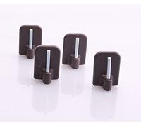 De Plastik Self Adhesive Stick on End Hooks for Net Curtain Wire in Brown, Set of 4