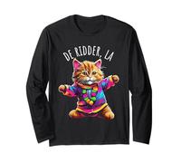 De Ridder LA USA Fun Cute Colorful Dancing Cat Design Long Sleeve T-Shirt