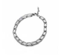 De Santis Luxury women's bracelet made of rhodium-plated 925 sterling silver with rectangular mesh and pavé total of shiny white zirconia, modern tennis style, ceremonial jewellery made in Italy