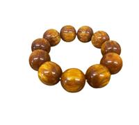 De Santis Women's Elastic Bracelet with Large Resin Balls | Amber Colour with Veined Stone Effect | Fashion Accessory Warm Shades | Chic Design Without Closure