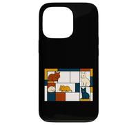 De Stijl Art Inspired Cat Illustration - Fun Cute Case for iPhone 13 Pro