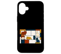 De Stijl Art Inspired Cat Illustration - Fun Cute Case for iPhone 16 Plus