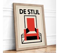 De Stijl Chair Geometric Framed Wall Art Print A1 Oak Frame