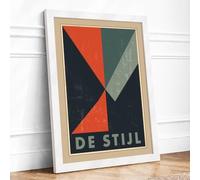 De Stijl Geometry Geometric Framed Wall Art Print A4 (29.7×21cm) White, Wall Decor for Living Room, Bedroom, Office & Home, Ready to Hang, Art Gift