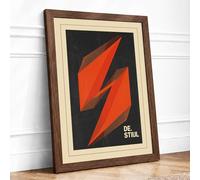 De Stijl Motion Geometric Framed Wall Art Print A1 (84.1×59.4cm) Walnut, Wall Decor for Living Room, Bedroom, Office & Home, Ready to Hang, Art Gift