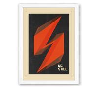 De Stijl Motion Geometric Framed Wall Art Print A4 (29.7×21cm) White, Wall Decor for Living Room, Bedroom, Office & Home, Ready to Hang, Art Gift