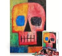 De Stijl Skull Jigsaw for Adults 1000 Pieces Brain Calisthen Clean Connection Pattern Assemble Ideal Decor (50x75cm)