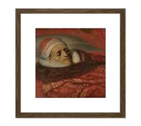 De Venne Stadtholder Prince Maurice Lying In State 8X8 Inch Square Wooden Framed Wall Art Print Picture with Mount Artery8 Brown One Size