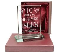 De Walden 10th Wedding Anniversary Couple Glass Celebration Gift 10 Years Married Gifts