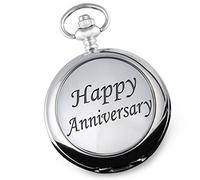 De Walden 20th China Wedding Men's Engraved Pocket Watch with Happy Anniversary Case in Gift Box
