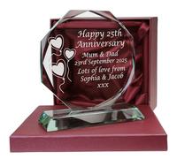 De Walden 25th Silver Wedding Anniversary Personalised Cut Glass Keepsake