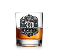 De Walden 30th Birthday Anniversary Whisky Glass Tumbler with Vintage Pewter Feature 13oz Whiskey Spirits Gift for Men