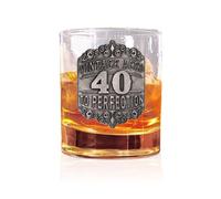 De Walden 40th Birthday Anniversary Whisky Glass Tumbler with Vintage Pewter Feature 13oz Whiskey Spirits Gift for Men
