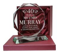 De Walden 40th Ruby Wedding Anniversary Personalised Engraved Presentation Cut Glass Trophy Cup Couple Gift