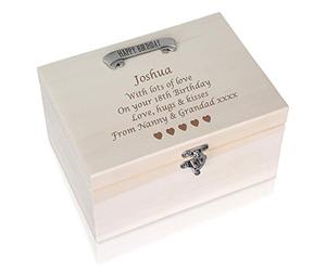 De Walden Boys 18th Birthday Gift Engraved Pine Keepsake Memory Box Eighteenth