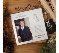 De Walden Boy's 1st First Holy Communion Photo Picture Frame and Rosary Gift Set, First Communion Gfts For a Boy