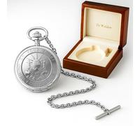 De Walden Boy's 1st Holy Communion Gift, Engraved First Communion Pocket Watch for a Boy in Wooden Box