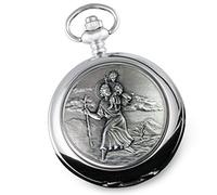 De Walden Boy's Baptism Gift Engraved St Christopher Pocket Watch in a Gift Box