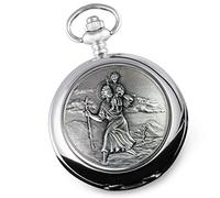 De Walden Boy's Christening Engraved St Christopher Pocket Watch in a Gift Box