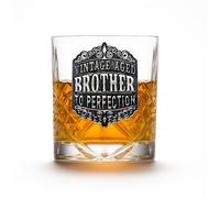 De Walden Brother Crystal Cut Pewter Feature Whisky Glass Tumbler, Birthday Graduation Christmas Wedding in a Gift Box (Blue Gift Box No Engraved Plaque)