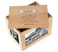 De Walden Dad's Birthday Gift Engraved Large Oak Photo Keepsake Box