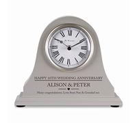 De Walden Engraved 10th Wedding Anniversary Grey Wooden Mantel Clock