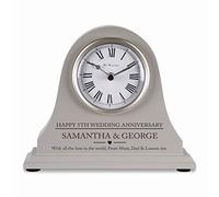 De Walden Engraved 5th Wedding Anniversary Grey Wooden Mantel Clock