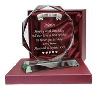 De Walden Engraved 60th 70th 80th Birthday Gift Cut Glass Sculpture