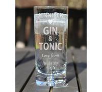 De Walden Engraved Gin & Tonic Glass Birthday Xmas etc Heart
