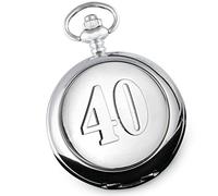 De Walden Engraved Mens 40th Birthday Pocket Watch with 40 Case Wood Box MP
