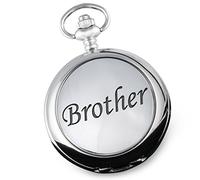 De Walden Engraved Men's 90th Birthday Pocket Watch 'Brother' Case in Wooden Box