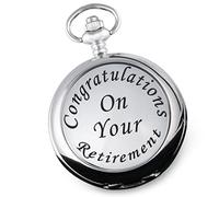 De Walden Engraved Men's Pocket Watch 'On Your Retirement' Case in Wooden Box