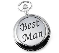 De Walden Engraved Mother of Pearl Face Wedding Pocket Watch with 'Best Man' Case Front in a Gift Box