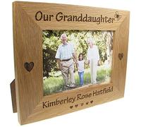De Walden Engraved Our Granddaughter Oak Photo Frame, Grandad Gift | Solid Oak Picture Frames, Personalised, 7inch x 5inch, Grandparents, Nan, Nana, Gran, Grandma, Grandad, Grandpa, Papa