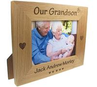 De Walden Engraved Our Grandson Oak Photo Frame, Newborn Baby Boy Gift