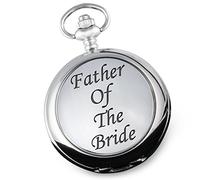 De Walden Engraved Wedding Pocket Watch with 'Father of The Bride' Feature Case Front in Gift Box