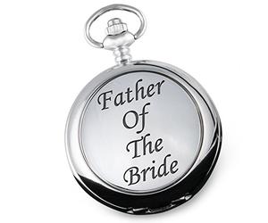 De Walden Engraved Wedding Pocket Watch with 'Father of The Bride' Feature Case Front in Gift Box