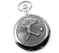 De Walden Fiancé Engraved Football Pocket Watch with Footballer Case in Wood Box