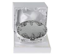 De Walden Girl's 90th Birthday Silver Plated Personalised Engraved Rose Trinket Jewellery Box for Nan Gran Nanny Grandma Nain (White Satin Lined Presentation Box)