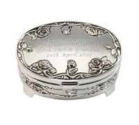 De Walden Girl's Christening Personalised Silver Plated Rose Trinket Box