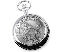 De Walden Godfather Christening Engraved St Christopher Pocket Watch Wood Box MP