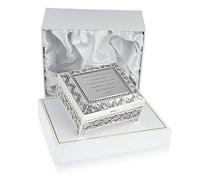 De Walden Grandma Gift Personalised Engraved Silver Plated Trinket Jewellery Box for Grandma's Birthday Christmas Xmas (White Satin Lined Presentation Box)