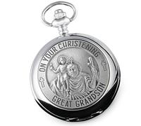 De Walden Great Grandson Christening Gift Engraved St Christopher Pocket Watch