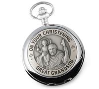 De Walden Gt. Grandson Christening St Christopher Pocket Watch in Wood Box