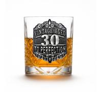 De Walden Men's 30th Birthday Crystal Cut Pewter Feature Whisky Glass Tumbler in a Gift Box, Unique Whiskey Barware for Men (Blue Gift Box with Engraved Plaque)